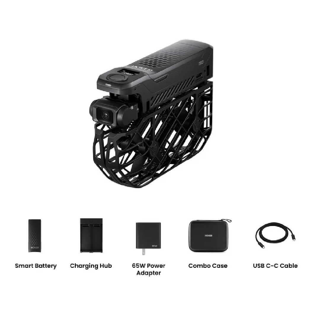 in the image a HoverAir_X1_Pro_Flying_Camera_Power_Bundle on a white background