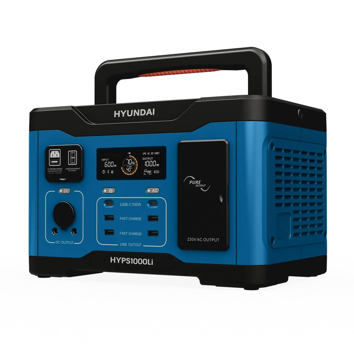 Hyundai 1000W Portable Power Station slightly angled on a white background
