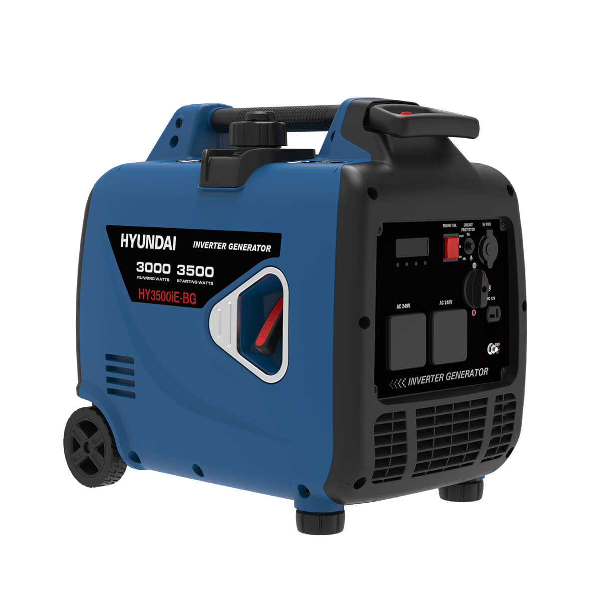 Hyundai 4.3kVA Inverter Generator angled to the right on a white background