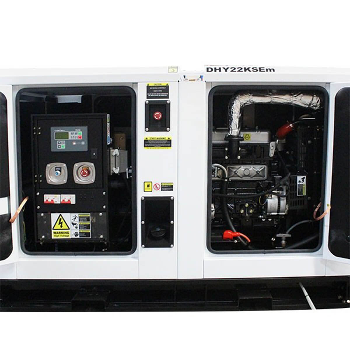 Hyundai DHY122KSEM Single Phase Generator inside on a white background