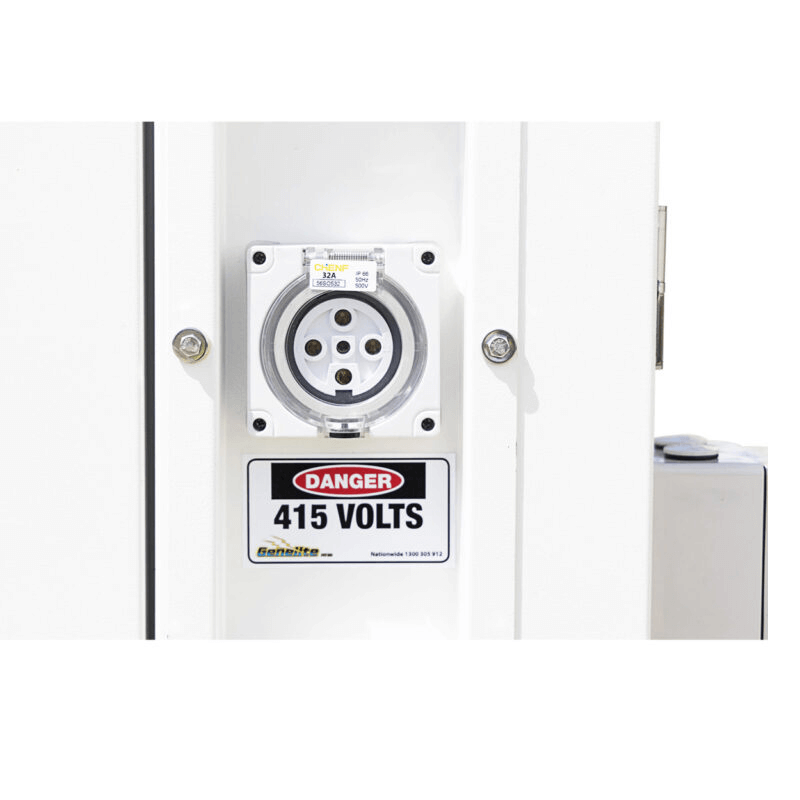 Hyundai DHY14KSE-3 with danger sign on a white background