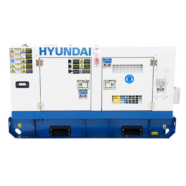 Hyundai DHY16KSE 16kVA 3 Phase Diesel Generator Front on a white background