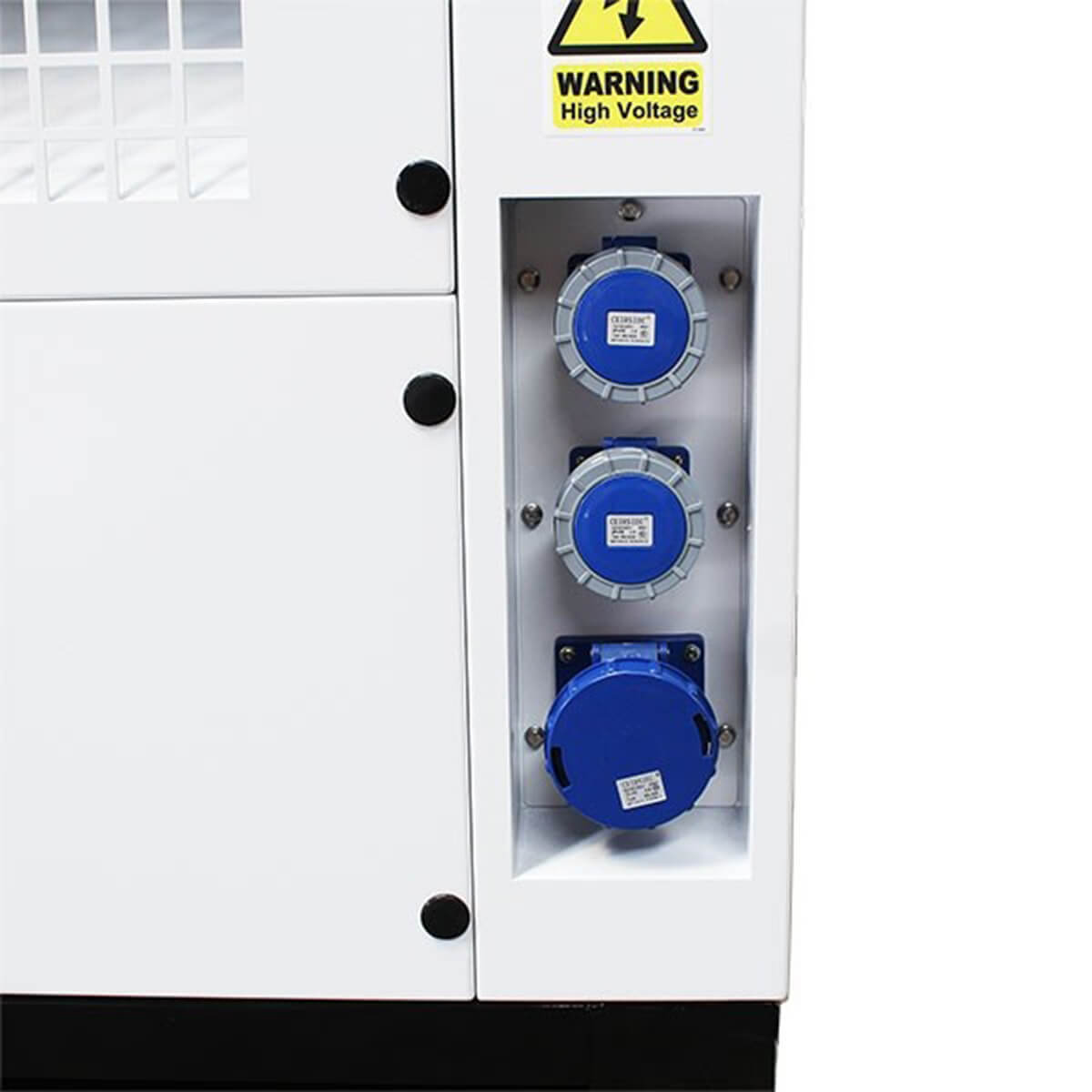 Hyundai DHY22KSEM 27.5kVA Single Phase Diesel Generator controls on a white background
