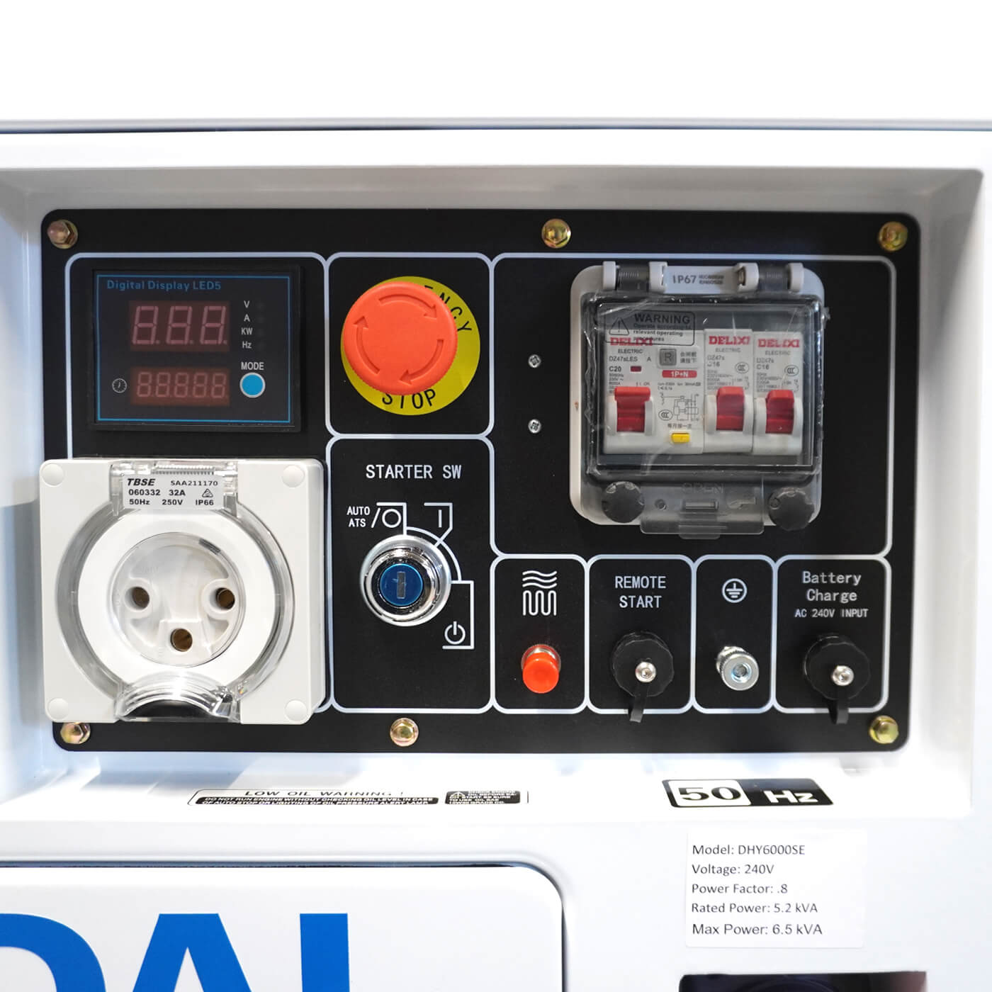 Hyundai DHY6000SE controls on a white background