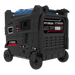 A photo showing a Hyundai HY8000i 8000w inverter generator on a slightly left side angle with a white background.