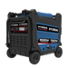 A photo showing a Hyundai HY8000i 8000w inverter generator on a slightly right side angle with a white background.