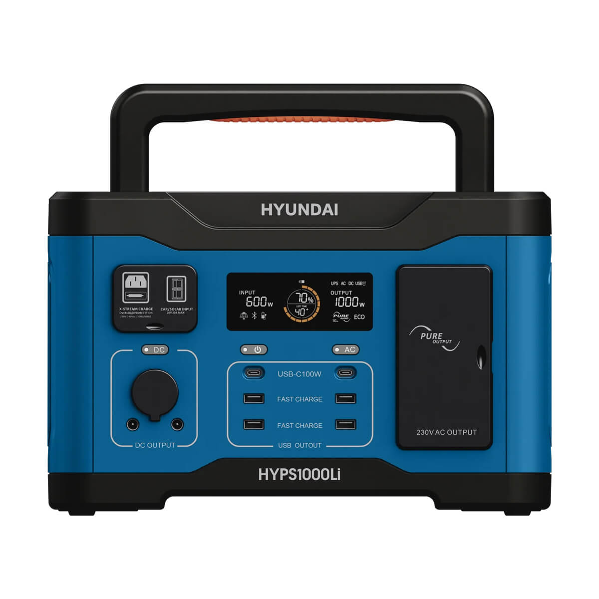 Hyundai HYPS1000 1000W Portable Power Station front on a white background