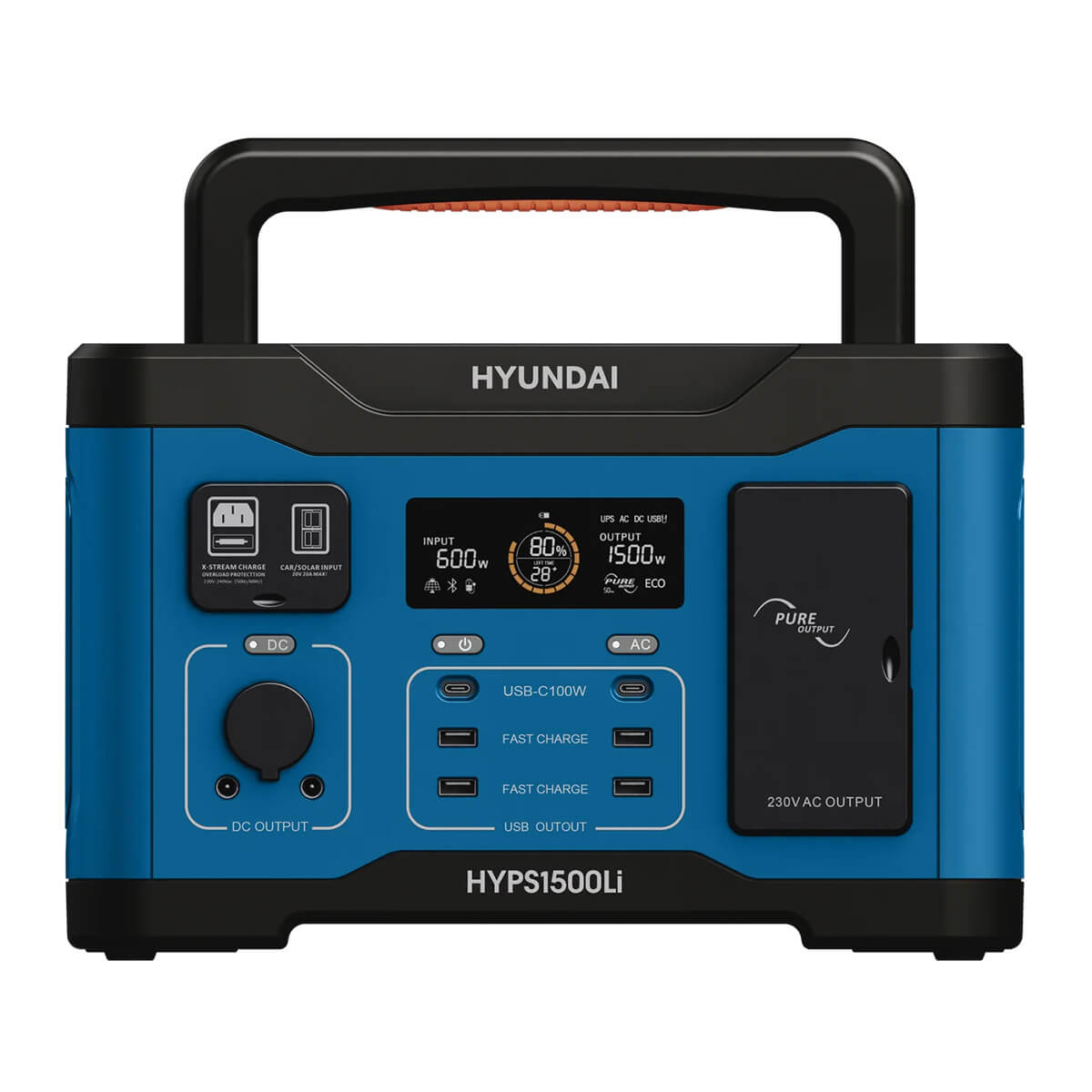 Hyundai HYPS1500 1500W Portable Power Station front on a white background  
