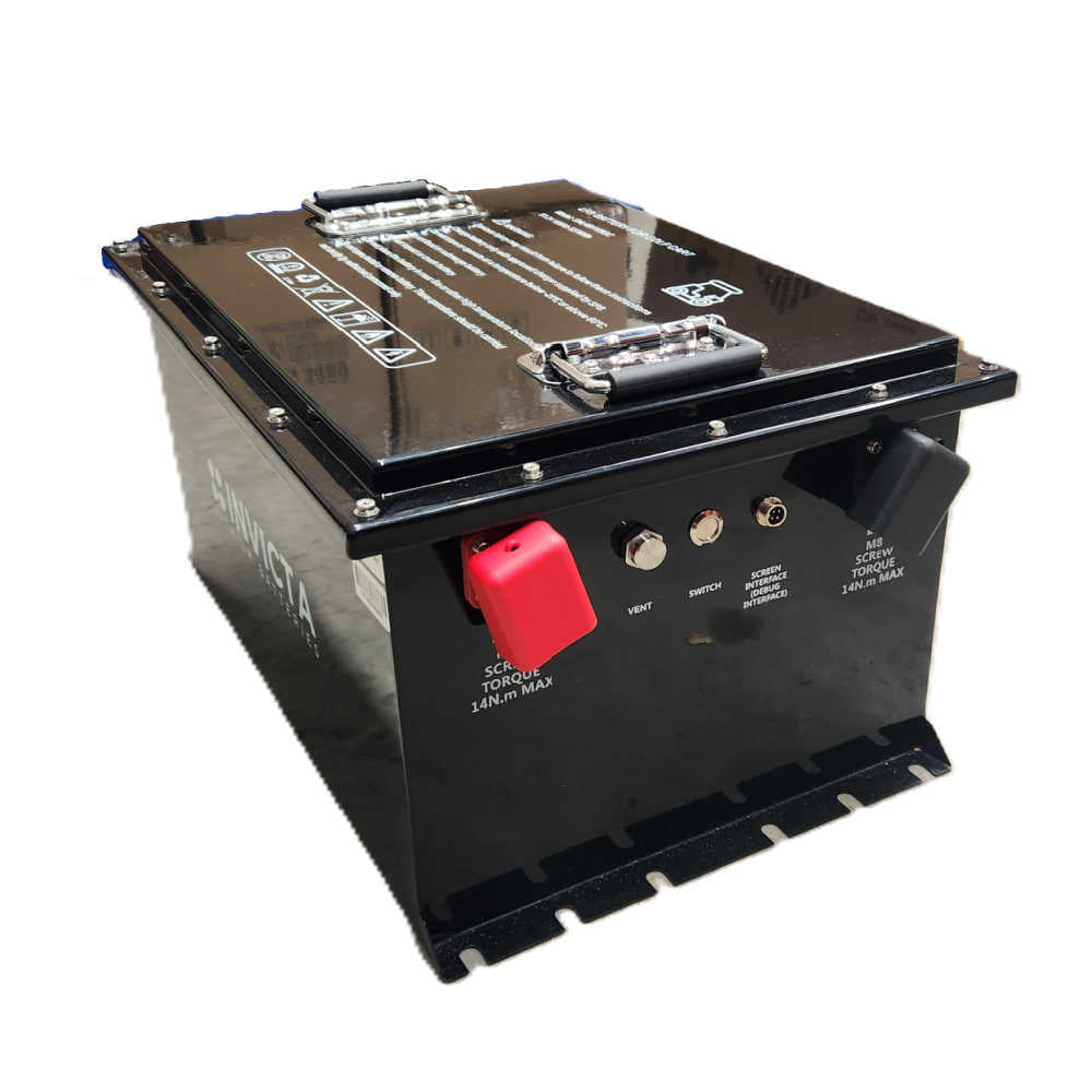Invicta 48V Golf Cart Battery Black on a white background