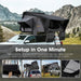 Jervis Roof Top Tent set up in one minute on an infograph