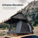 Kalbarri X Roof Top Tent xframe elevation on an infograph