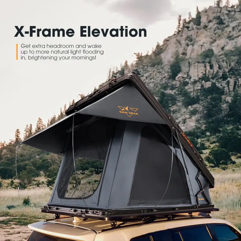 Kalbarri X Roof Top Tent xframe elevation on an infograph