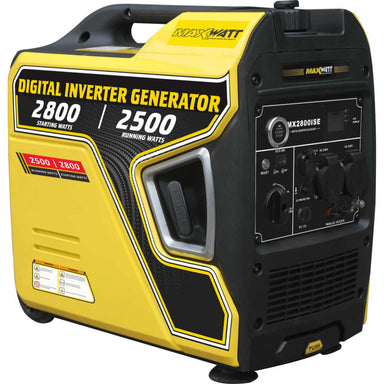 Maxwatt 2800W Digital Generator Slightly angled on a white background