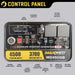 Maxwatt 4500W Portable Inverter Generator control panel infographic