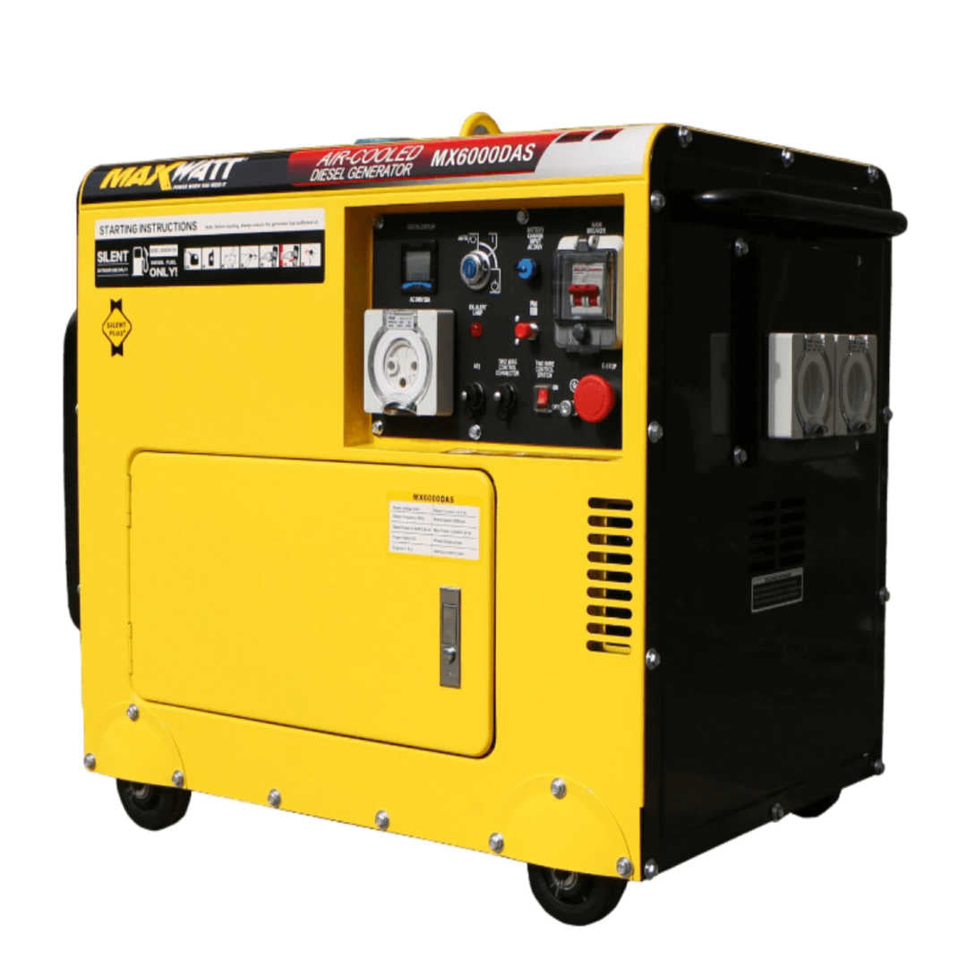 Maxwatt 6 kVA Automatic Start Diesel Generator Main Photo on a white background