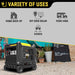 Maxwatt 8000W Generator variety of uses on an infograph
