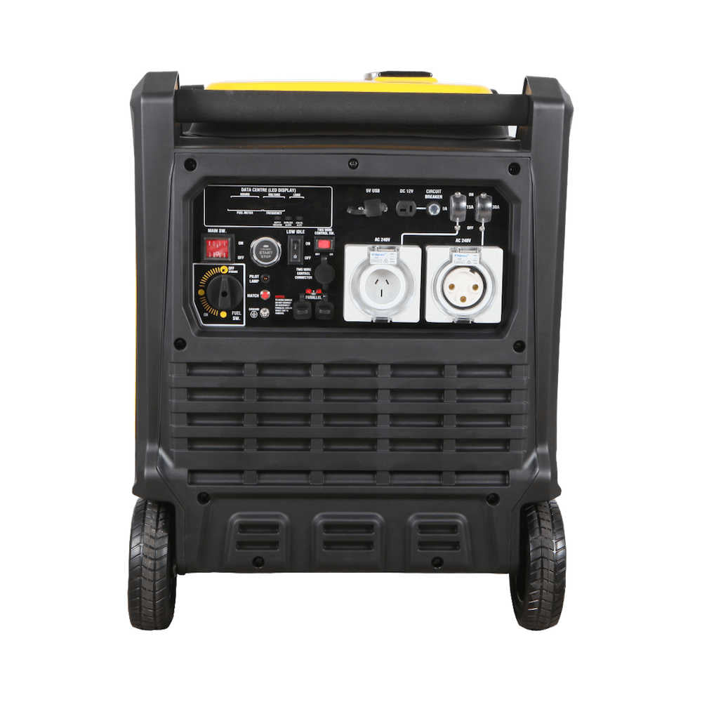 Maxwatt 8000W Portable Inverter Generator back on a white background