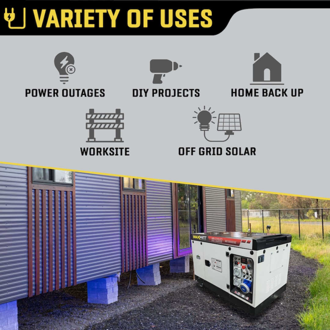 Maxwatt MX15000DSE Variety of uses on an infograph