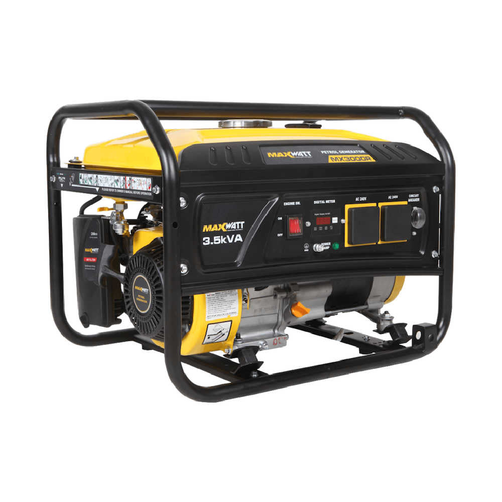 Maxwatt MX3000R Recoil Start Generator slightly angled on a white background