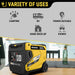 Maxwatt MX6000IS variety of uses on an infographic