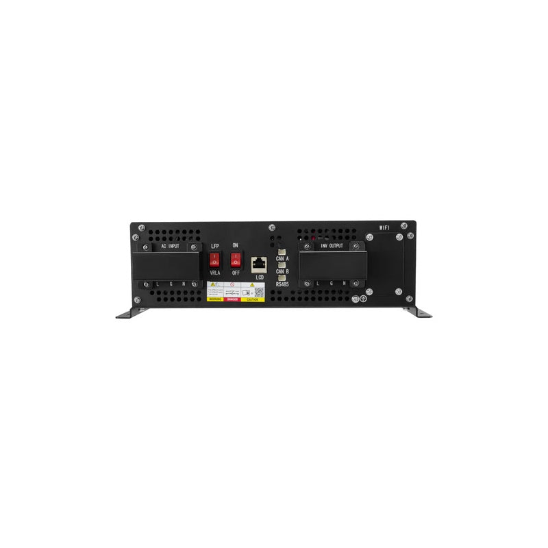 In the image a MyCOOLMAN 2000W Pure Sine Wave Power Inverter outlets controls buttons 