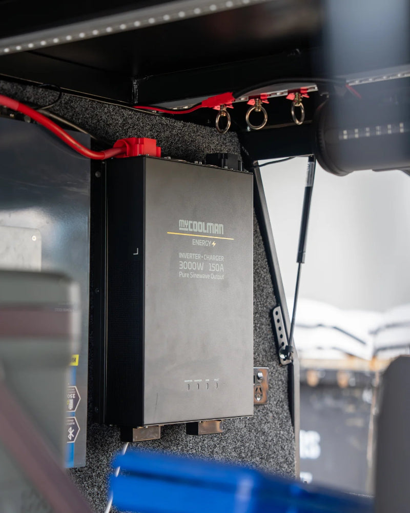 A photo of a MyCOOLMAN 3000W Pure Sine Wave Energy Inverter In a van.