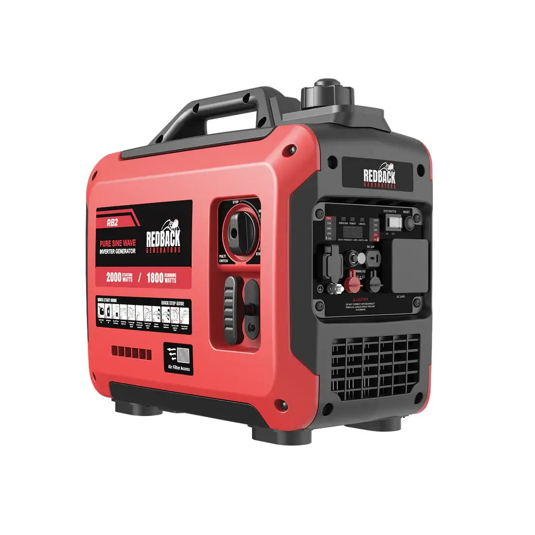 Redback 2kVA Generator slightly angled on a white background