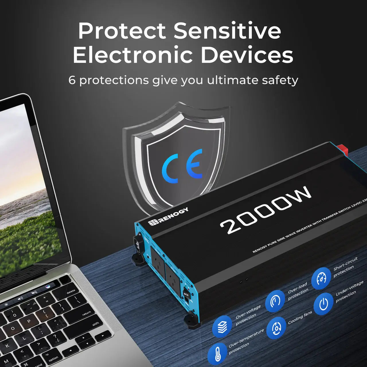 Renogy 2000W Inverter protect sensitive infograph