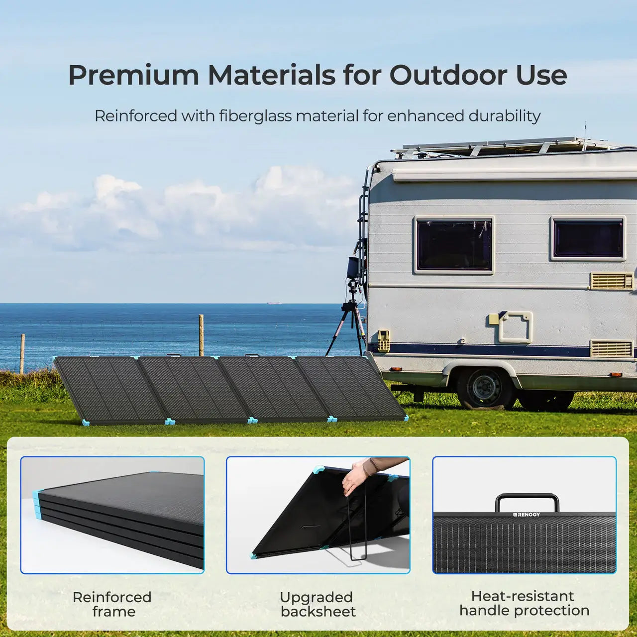 Renogy_300W_Portable_Solar_Panel for outdoor use infographic