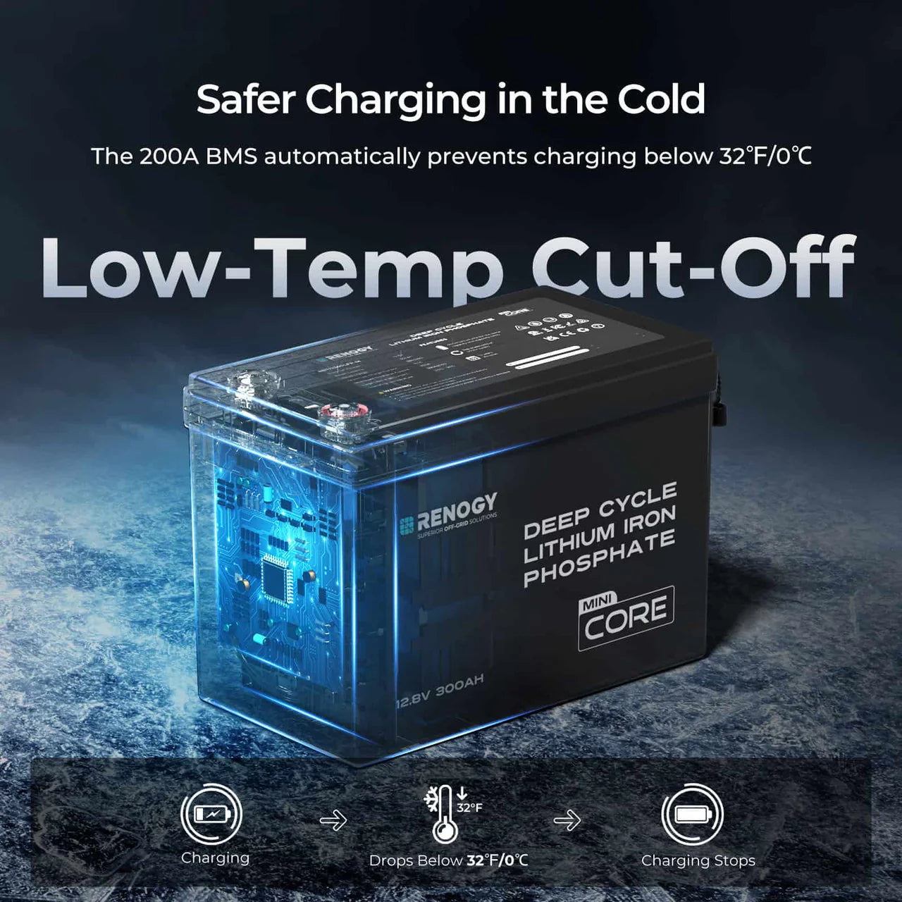 Renogy Core mini 300ah Inforgraphic low temp cut off
