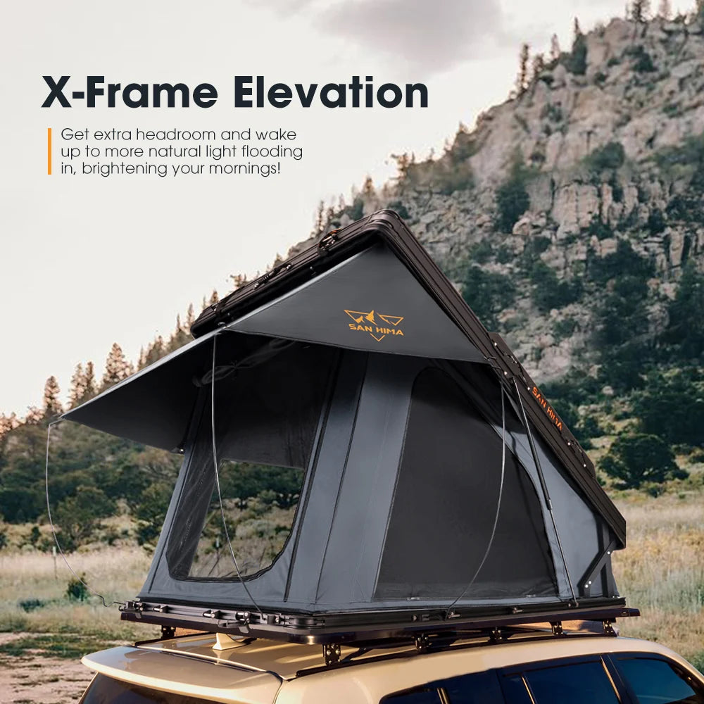 San Hima Kalbarri X Roof Top Tent X-Frame Elevation in infographic