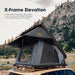 San Hima Kalbarri X Roof Top Tent X-Frame Elevation in infographic