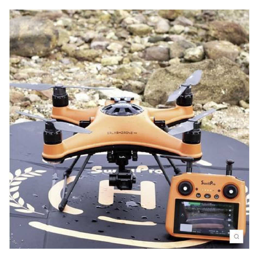 Splashdrone 4 Fishing Drone in use outdoor with droplets of water below it