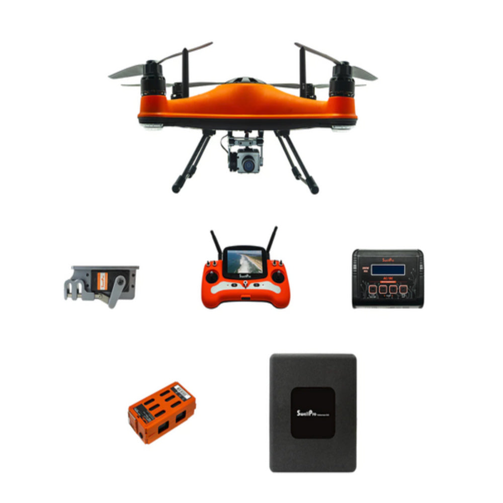 Swellpro FD3 Drone Package contents on a white background