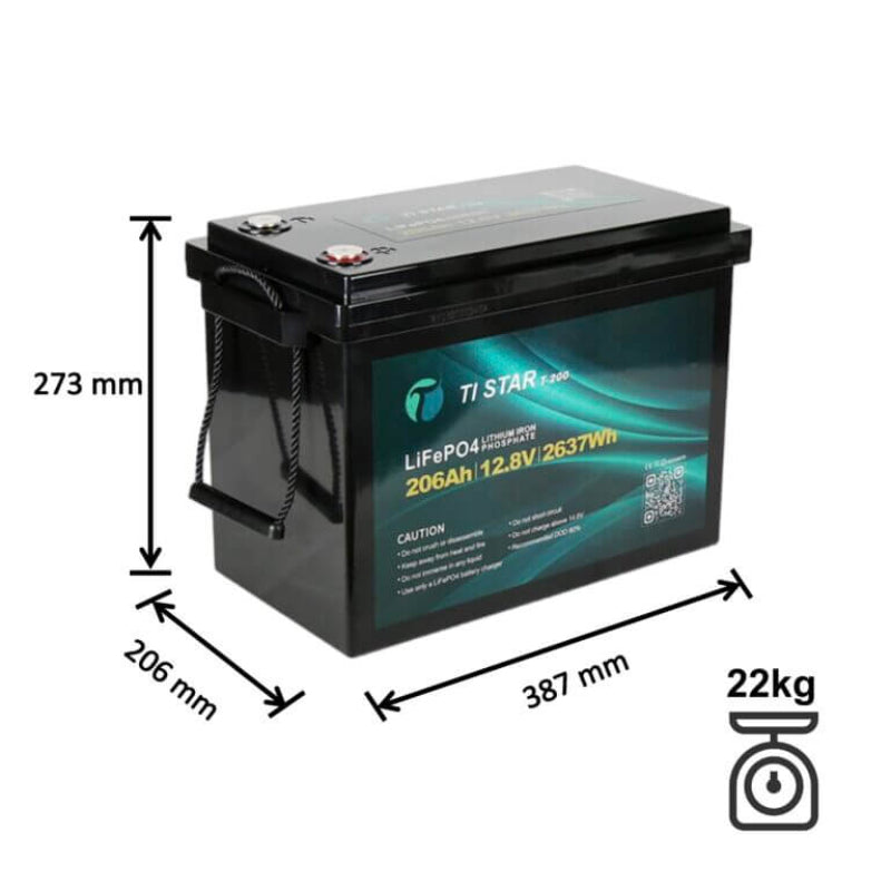 Tistar 12V 200Ah Lithium Battery Dimenisions