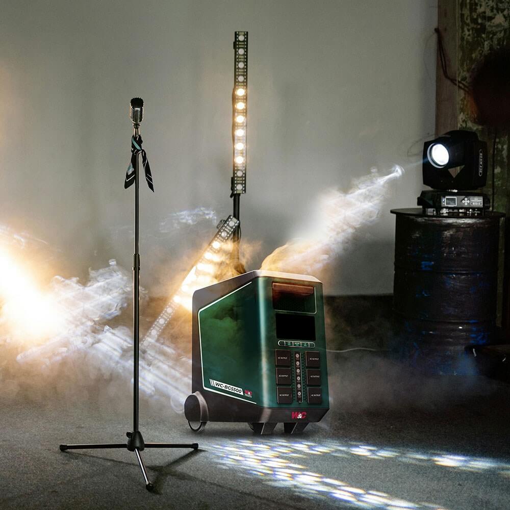 in the photo a WC 5500W Power Station surrounded with many lights
