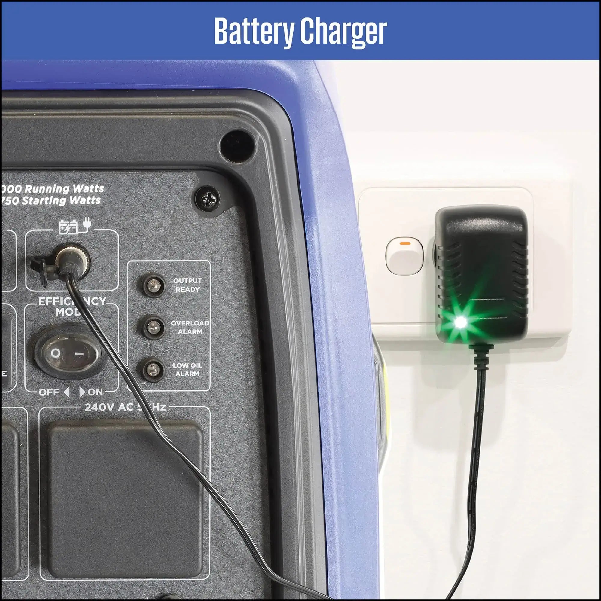 WP iGen 3750S battery charger in power outlet