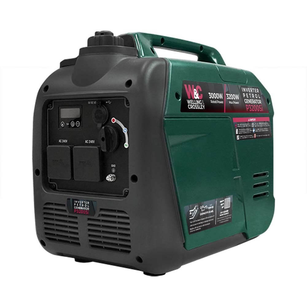 Welling & Crossley 3200W Portable Inverter Generator slightly angled on a white background