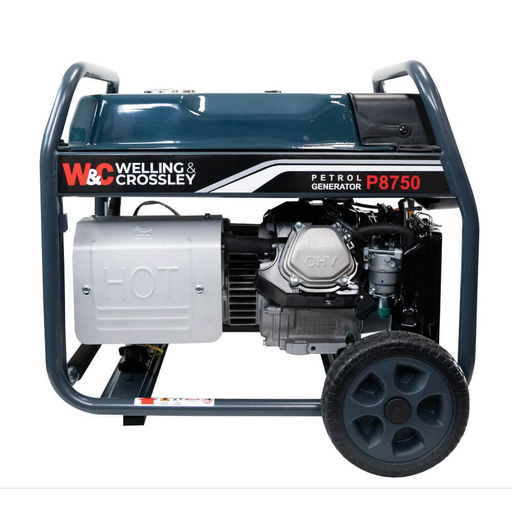 Welling Crossley 7.2kW AVR Petrol Generator side on a white background
