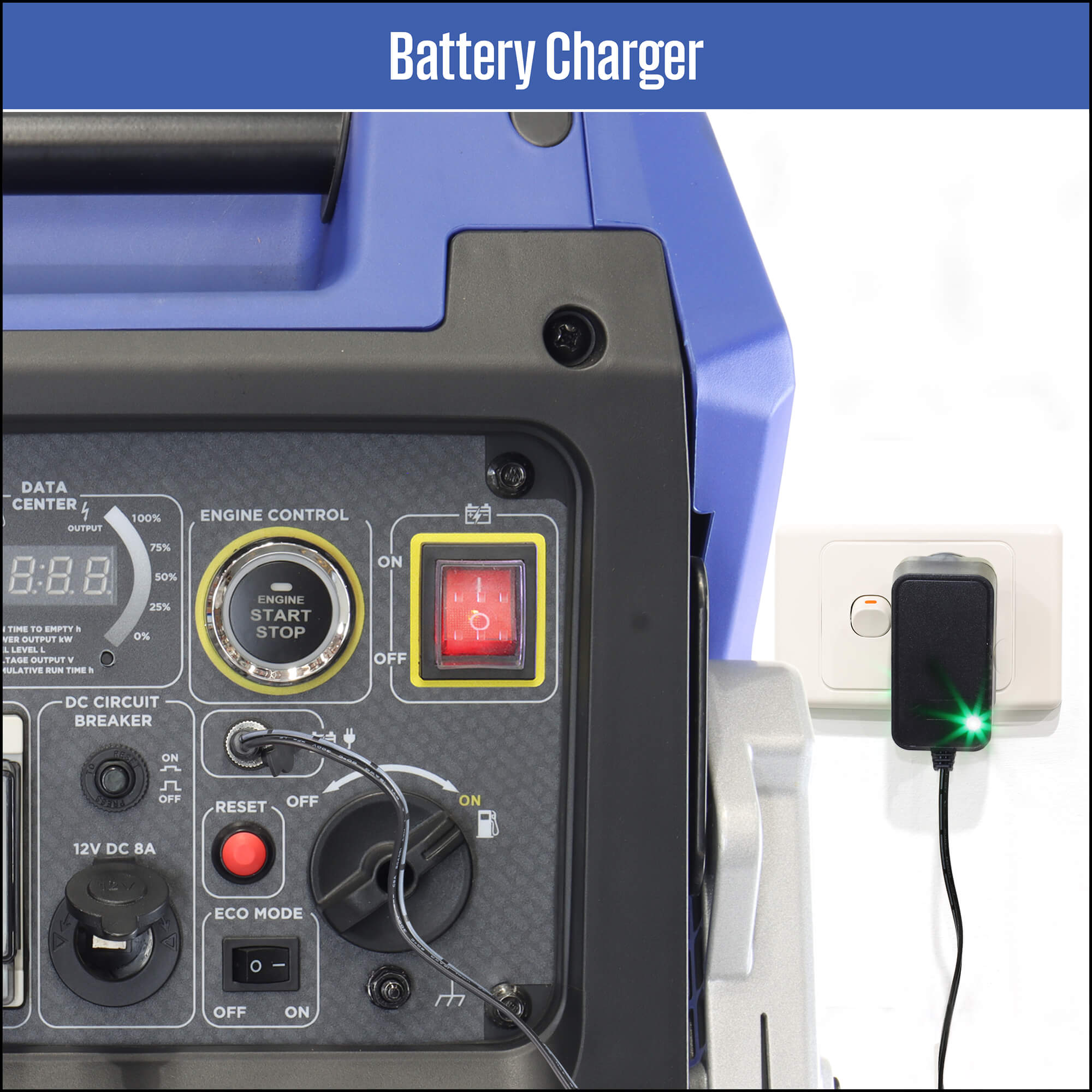 Westinghouse WP iGen 7500S Inverter Generator battery charger in white background