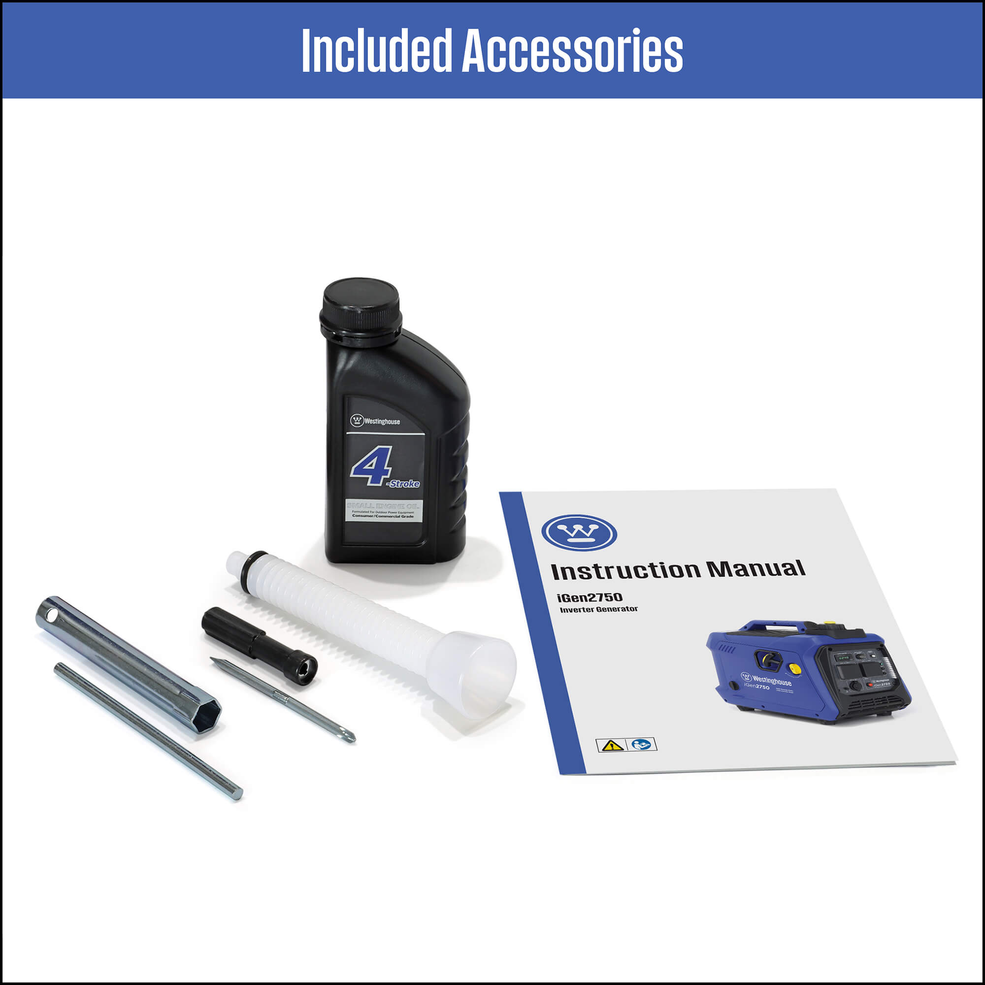 Westinghouse iGen 2750 Generator-included-accessories in white background