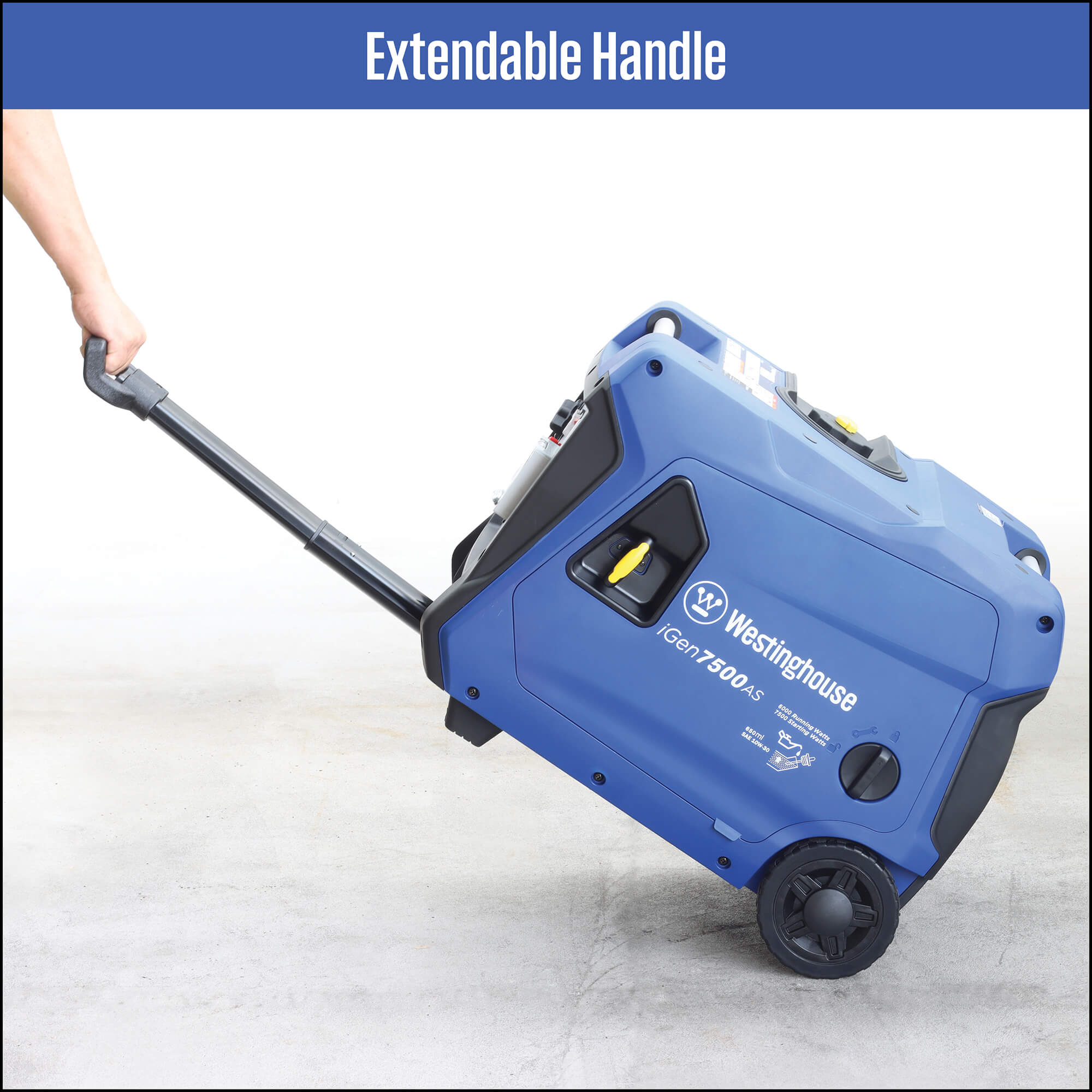 Westinghouse iGen 7500AS Generator extendable handle in white background