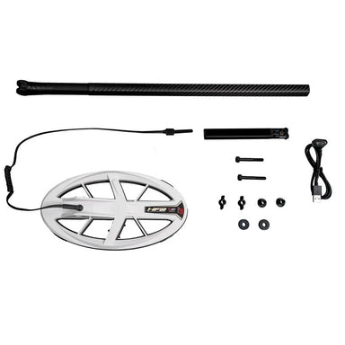 XP Deus 2 HF2 Metal Detector Coil Package Contents in white background