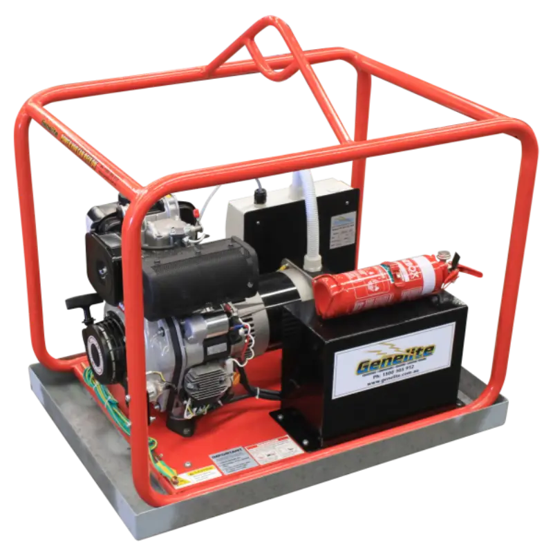 Yanmar GYD2000E-MS 2.2kVA Mine Spec Diesel Generator angled view top and sides on a transparent background
