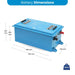 Amptron 48V 78Ah BluEdge lithium golf cart battery dimensions, 532 x 294 x 222mm