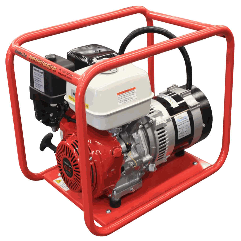 Honda GH6000-3 3 Phase Generator side view and top on a transparent background