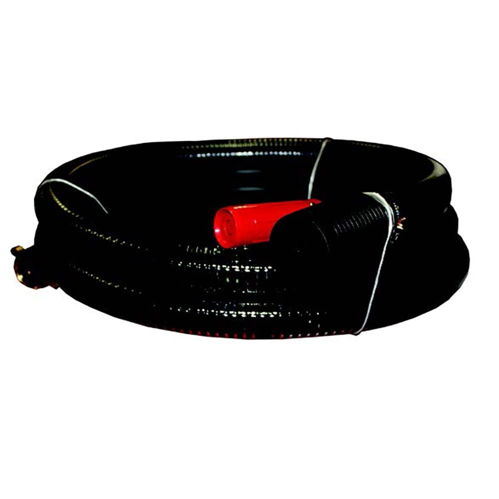 Bianco BIA-FFHK fire fighting hose kit with coiled black suction and delivery hose and red nozzle on a white background