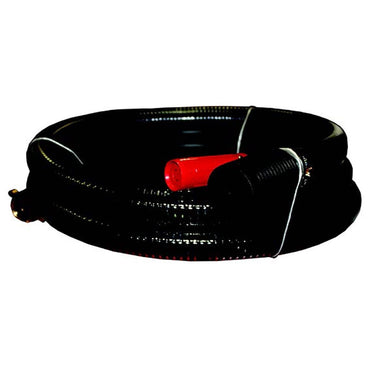 Bianco BIA-FFHK fire fighting hose kit with coiled black suction and delivery hose and red nozzle on a white background