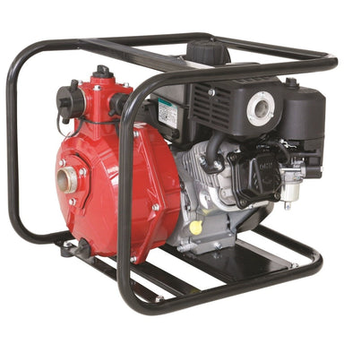Bianco Vulcan BIA-2HP15ABS twin stage fire pump with red pump housing and black roll frame on a white background