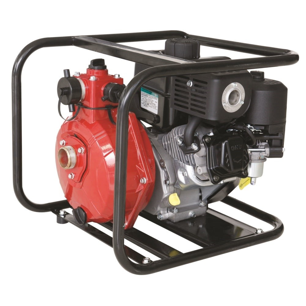 Bianco Vulcan BIA-HP15ABS fire pump with red pump housing and black roll frame on a white background